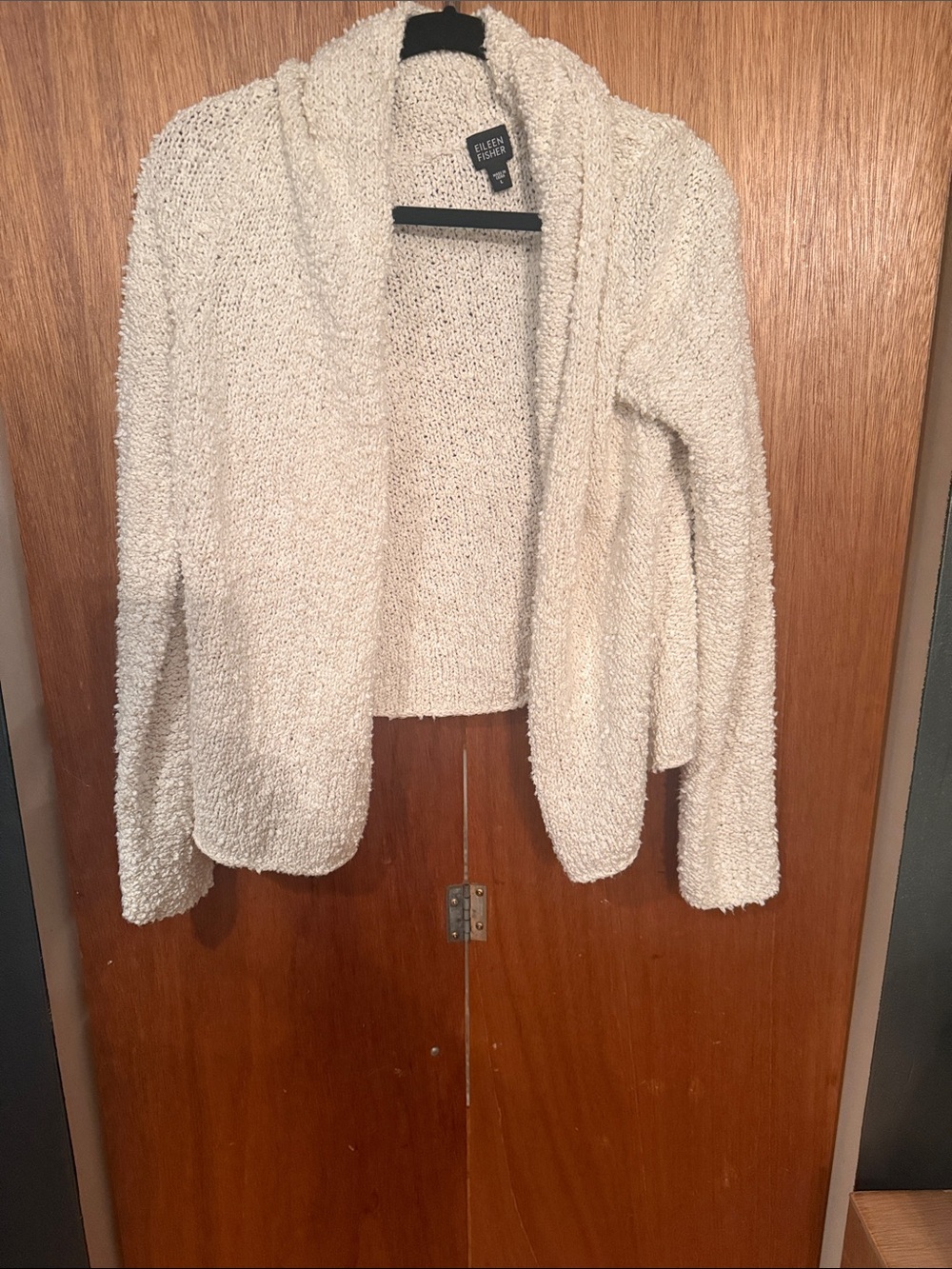 Eileen Fisher Cream Bouclé Open-Front Cardigan